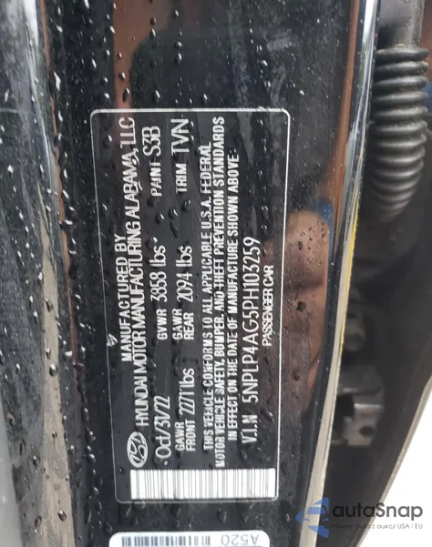 2023 Hyundai Elantra Limited z USA, uszkodzony, nr VIN 5NPLP4AG5PH103259